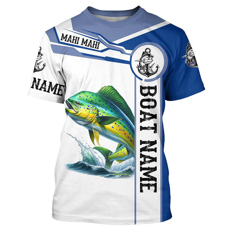 Mahi mahi fishing Customize name and boat name tournament long sleeves fishing NQS1578