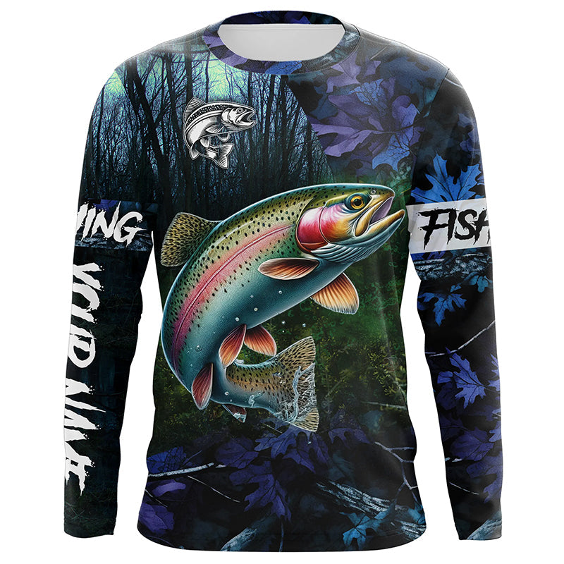 Rainbow trout Fishing blue camo fishing team trout Custom Long Sleeve UV protection fishing NQS6070