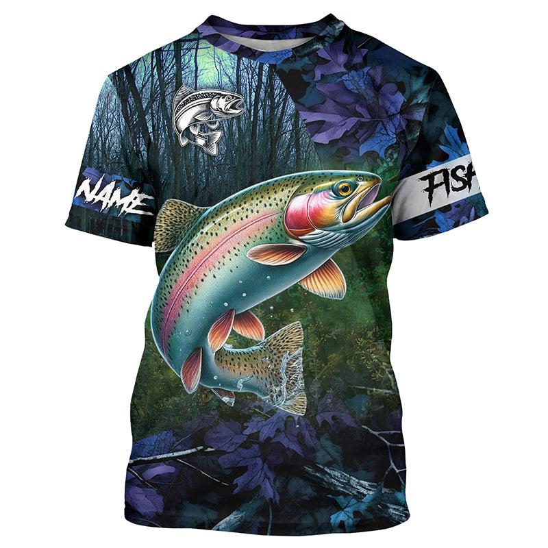 Rainbow trout Fishing blue camo fishing team trout Custom Long Sleeve UV protection fishing NQS6070