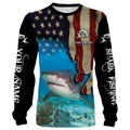 Shark Fishing 3D American Flag Patriotic Customize name All over print NQS542