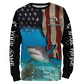 Shark Fishing 3D American Flag Patriotic Customize name All over print NQS542