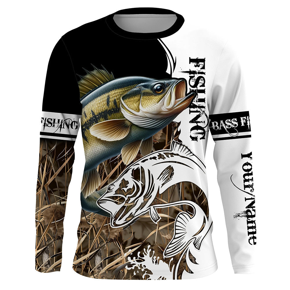 Smallmouth Bass Fishing Camo UV protection long sleeves Custom Smallmouth Bass Fishing NQS682