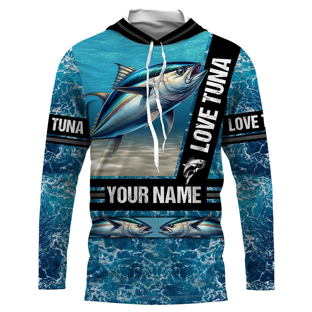 Tuna Fishing blue ocean camo customize name Tuna long sleeves fishing NQS688