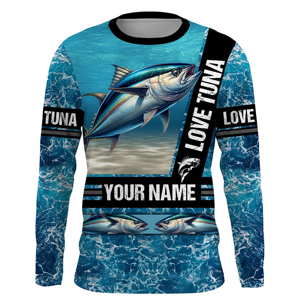 Tuna Fishing blue ocean camo customize name Tuna long sleeves fishing NQS688