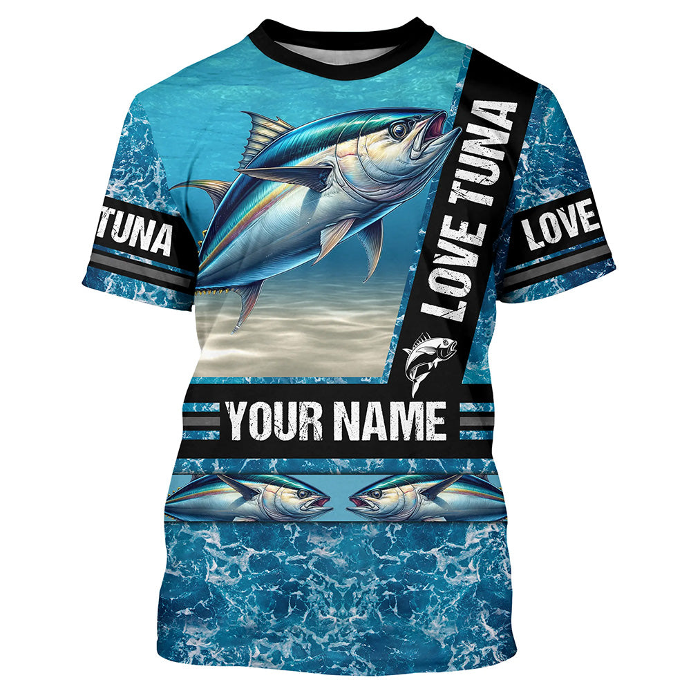 Tuna Fishing blue ocean camo customize name Tuna long sleeves fishing NQS688