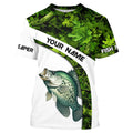 Crappie fishing Green Camo UV protection Customize name long sleeves fishing, gift for fisherman NQS802