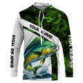 Mahi mahi ( Dorado) fishing Green Camo Customize name UV protection long sleeves fishing NQS803