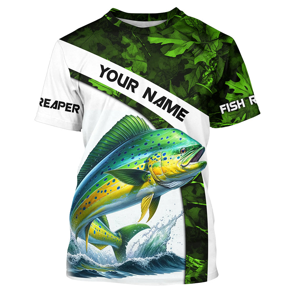 Mahi mahi ( Dorado) fishing Green Camo Customize name UV protection long sleeves fishing NQS803