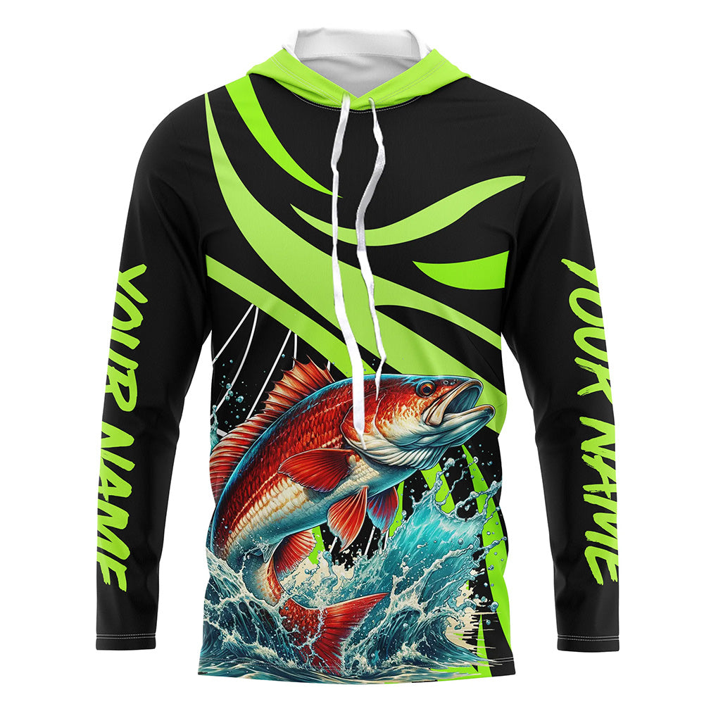 Personalized Redfish puppy Long Sleeve Fishing, Red drum Tournament Fishing | Green NQS7425