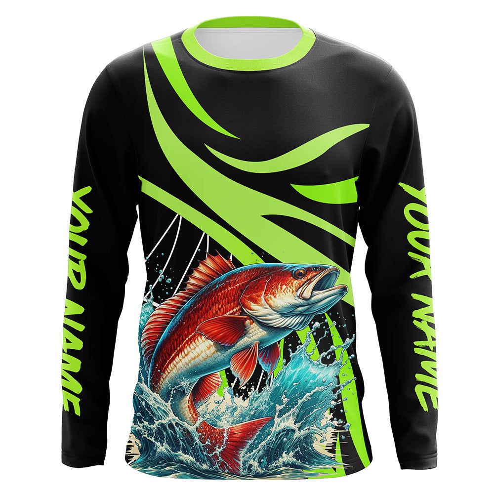 Personalized Redfish puppy Long Sleeve Fishing, Red drum Tournament Fishing | Green NQS7425