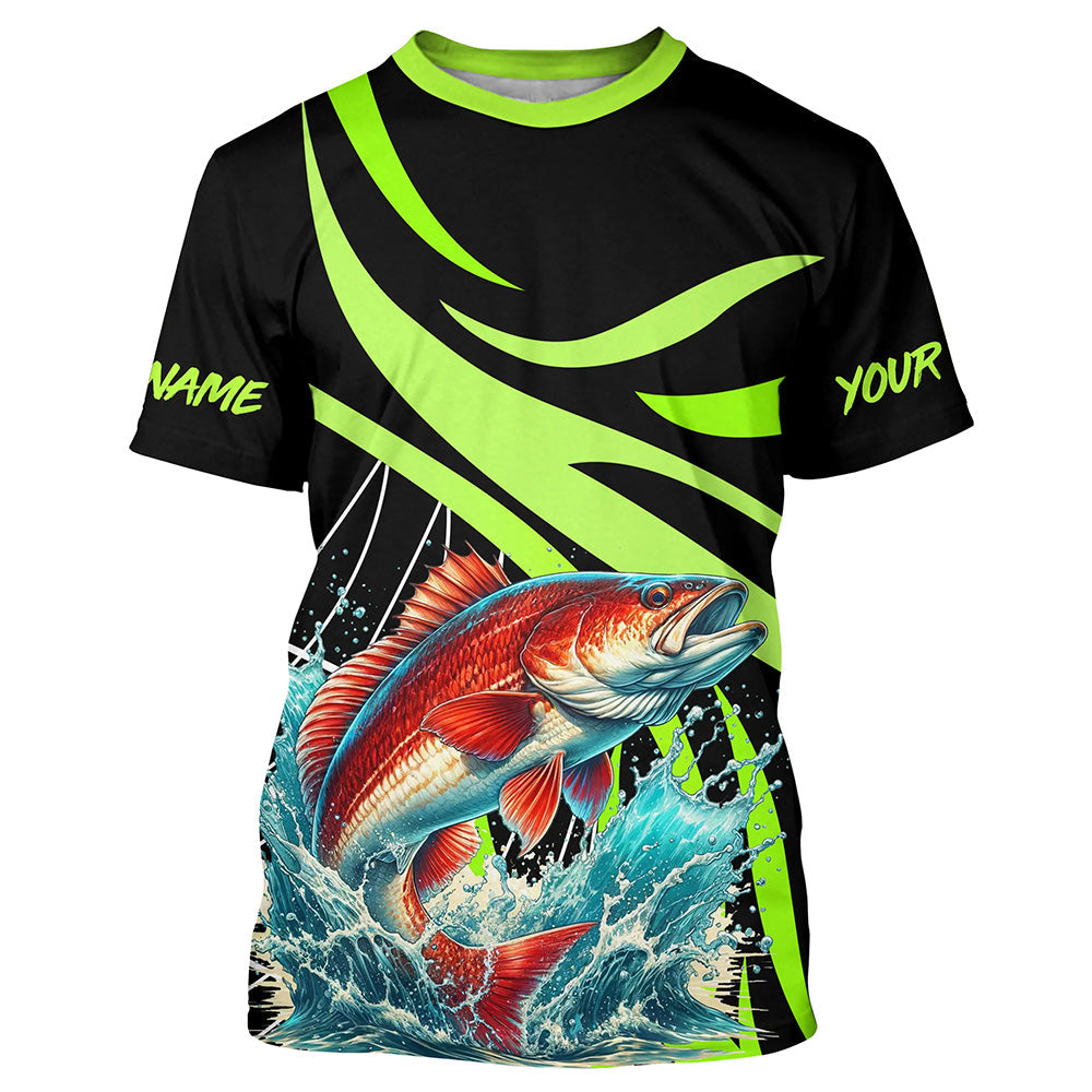 Personalized Redfish puppy Long Sleeve Fishing, Red drum Tournament Fishing | Green NQS7425