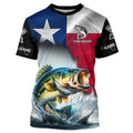 Texas Bass fishing Texas flag, TX fishing Customize Name UV Long Sleeve Fishing NQS2181