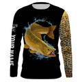 Walleye fishing yellow scales Customize name long sleeves performance fishing, women, Kid NQS950
