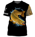 Walleye fishing yellow scales Customize name long sleeves performance fishing, women, Kid NQS950