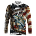 Striped Bass Fishing camo American flag patriotic Customize name striper long sleeve fishing NQS4857