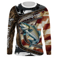 Striped Bass Fishing camo American flag patriotic Customize name striper long sleeve fishing NQS4857
