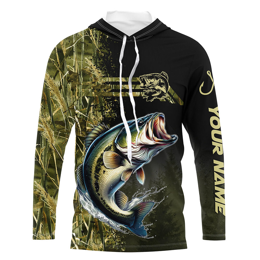 Largemouth Bass fishing camouflage Custom performance long sleeve Fishing, Bass Fishing NQS4862