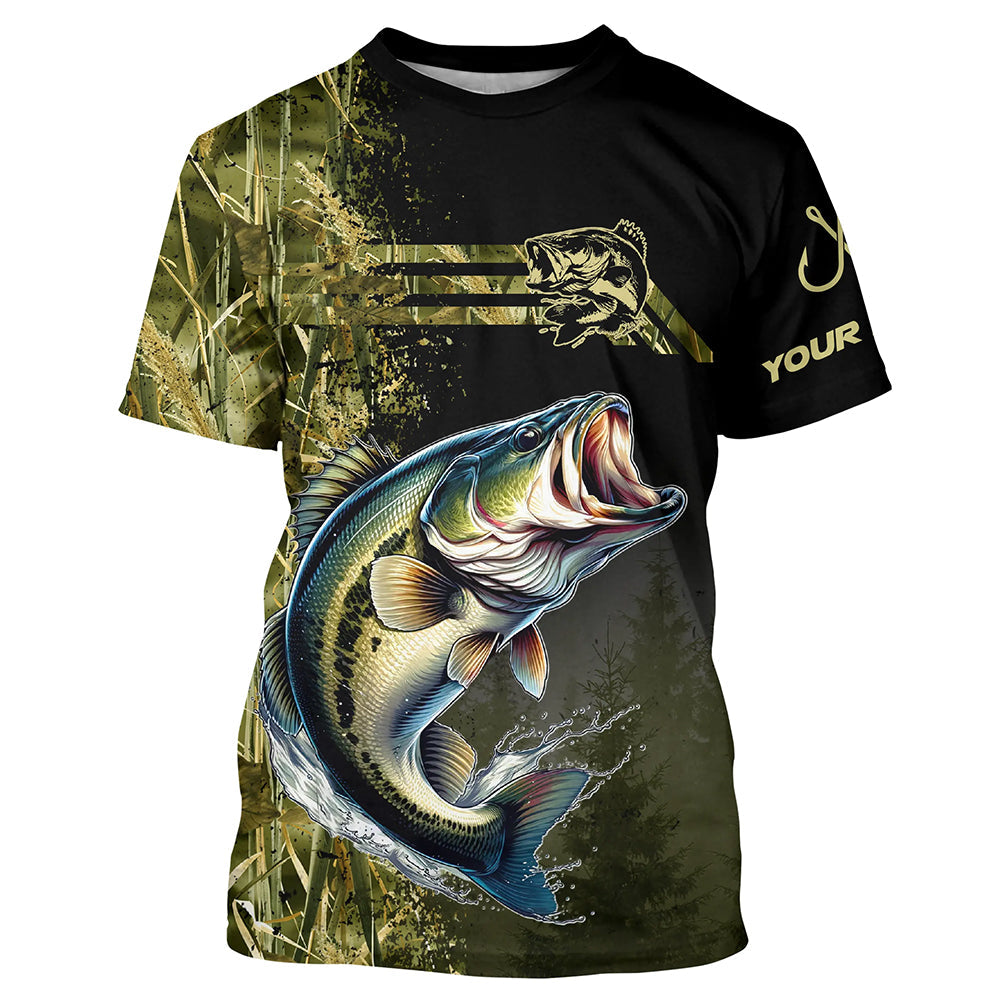 Largemouth Bass fishing camouflage Custom performance long sleeve Fishing, Bass Fishing NQS4862