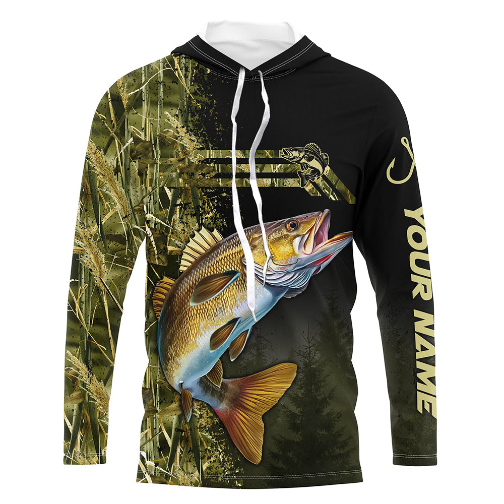 Walleye fishing camouflage Custom performance long sleeve Fishing, Walleye Fishing NQS4863