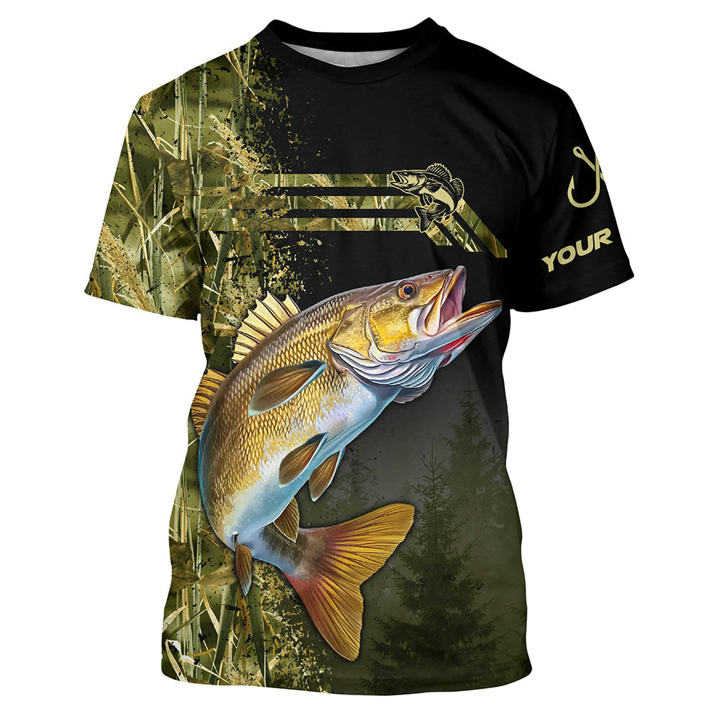 Walleye fishing camouflage Custom performance long sleeve Fishing, Walleye Fishing NQS4863