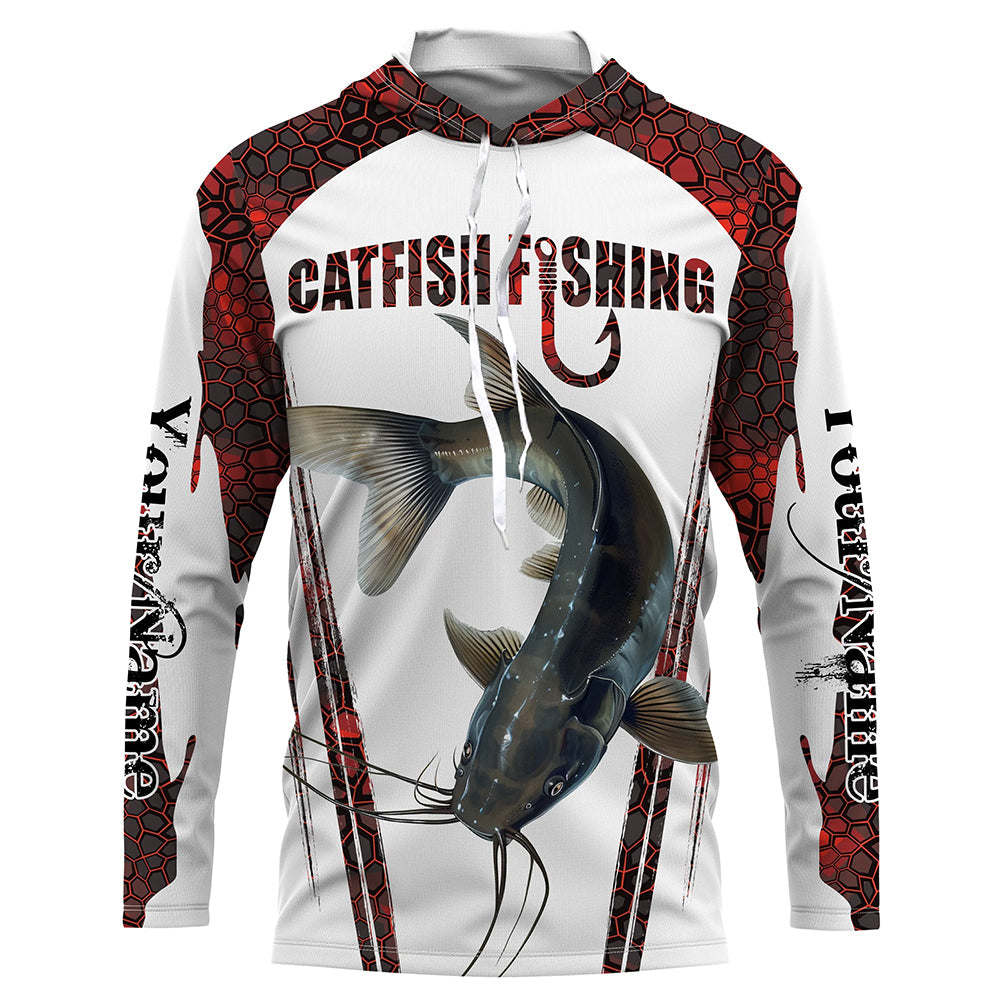 Catfish fishing red camo Custom Name Fishing UV Protection Gift For Fisherman NQS5166