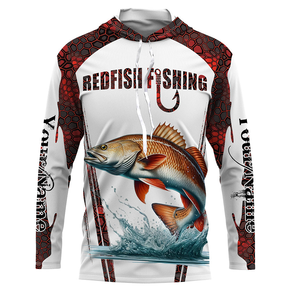 Redfish fishing red camo Custom Name 3D Fishing UV Protection Gift For Fisherman NQS5168