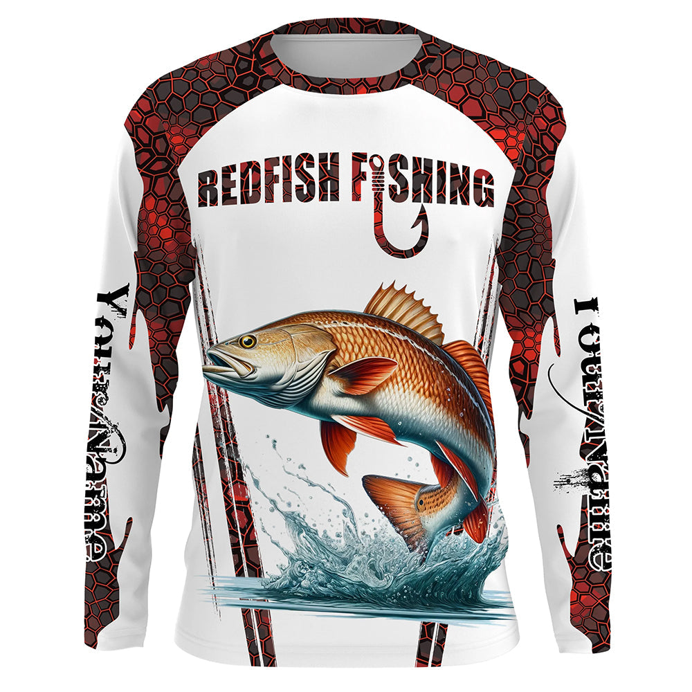 Redfish fishing red camo Custom Name 3D Fishing UV Protection Gift For Fisherman NQS5168