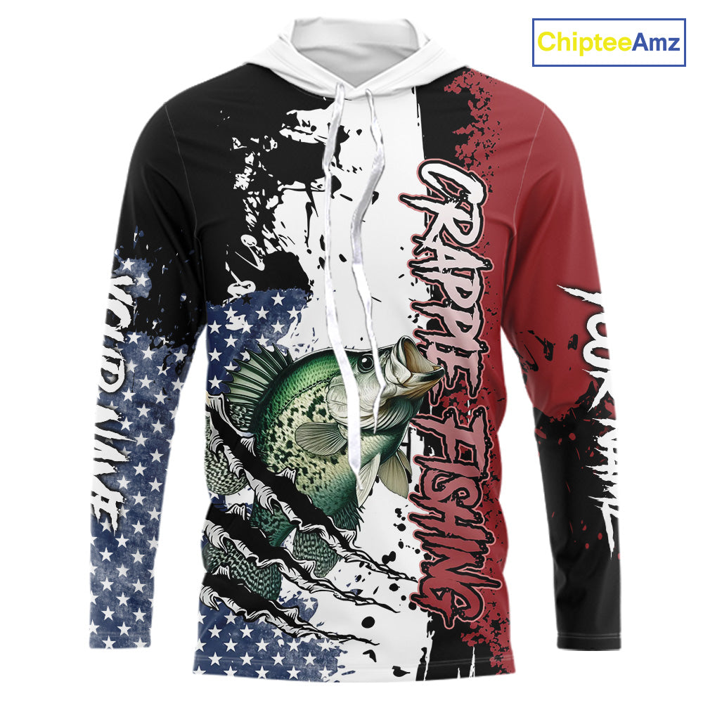 Red, white and blue Crappie fishing American Flag Custom patriotic Crappie fishing NQS9860
