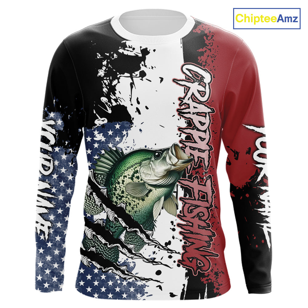 Red, white and blue Crappie fishing American Flag Custom patriotic Crappie fishing NQS9860