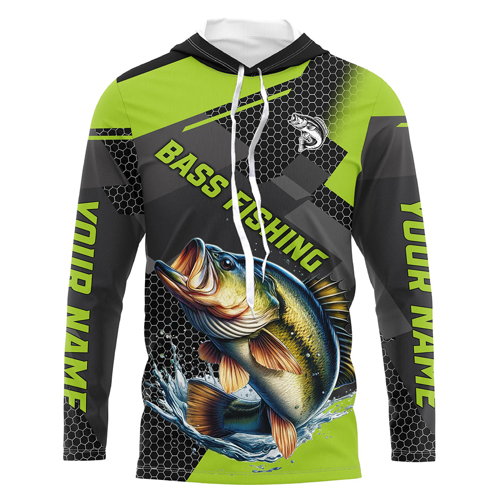 Personalized Largemouth Bass Fishing, Bass Long Sleeve Fishing Tournament | Green NQS7779