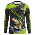 Personalized Largemouth Bass Fishing, Bass Long Sleeve Fishing Tournament | Green NQS7779