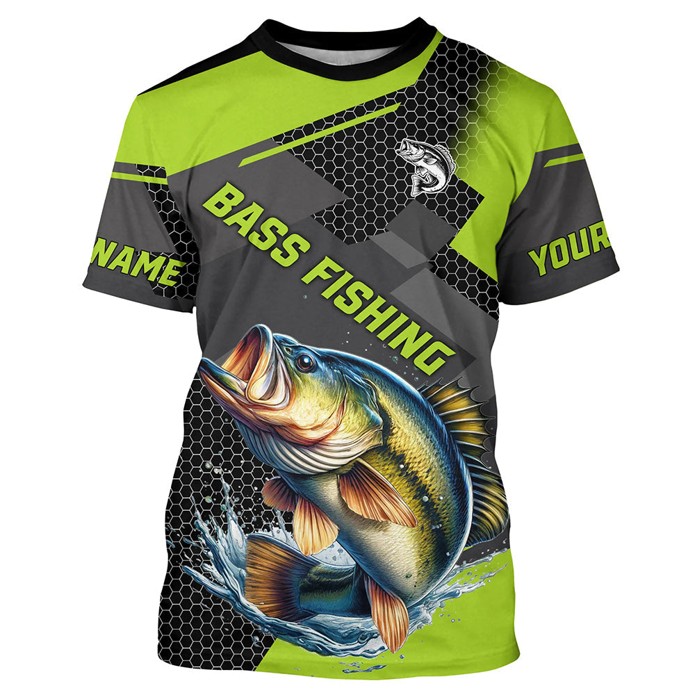 Personalized Largemouth Bass Fishing, Bass Long Sleeve Fishing Tournament | Green NQS7779