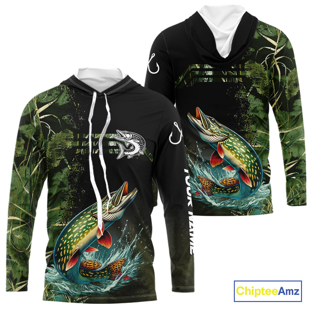 Northern Pike fishing camouflage Custom performance long sleeve Fishing, Pike Fishing
