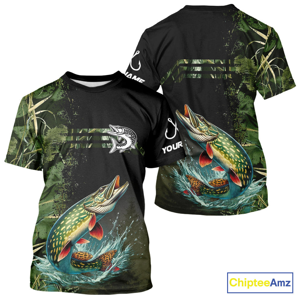 Northern Pike fishing camouflage Custom performance long sleeve Fishing, Pike Fishing