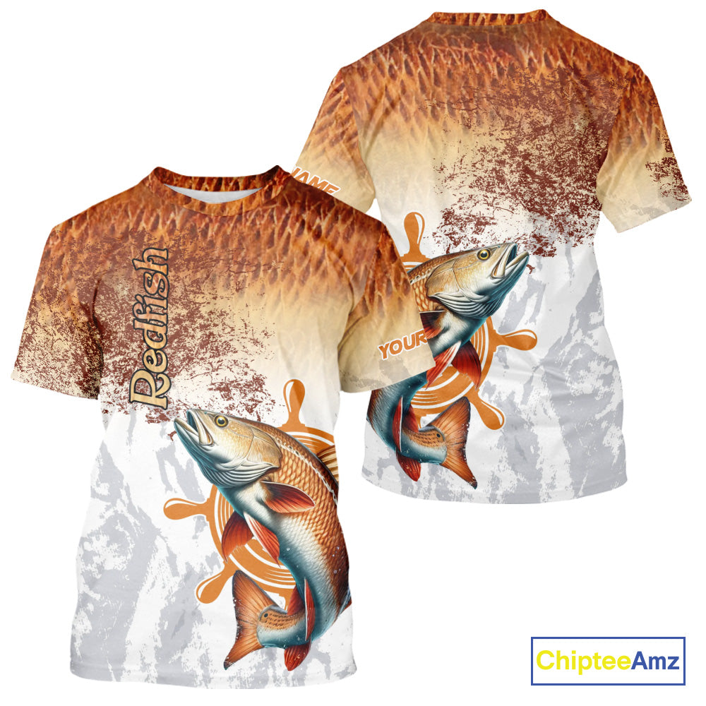 Redfish fishing scales pattern Custom performance long sleeve Fishing, Red Drum Fishing