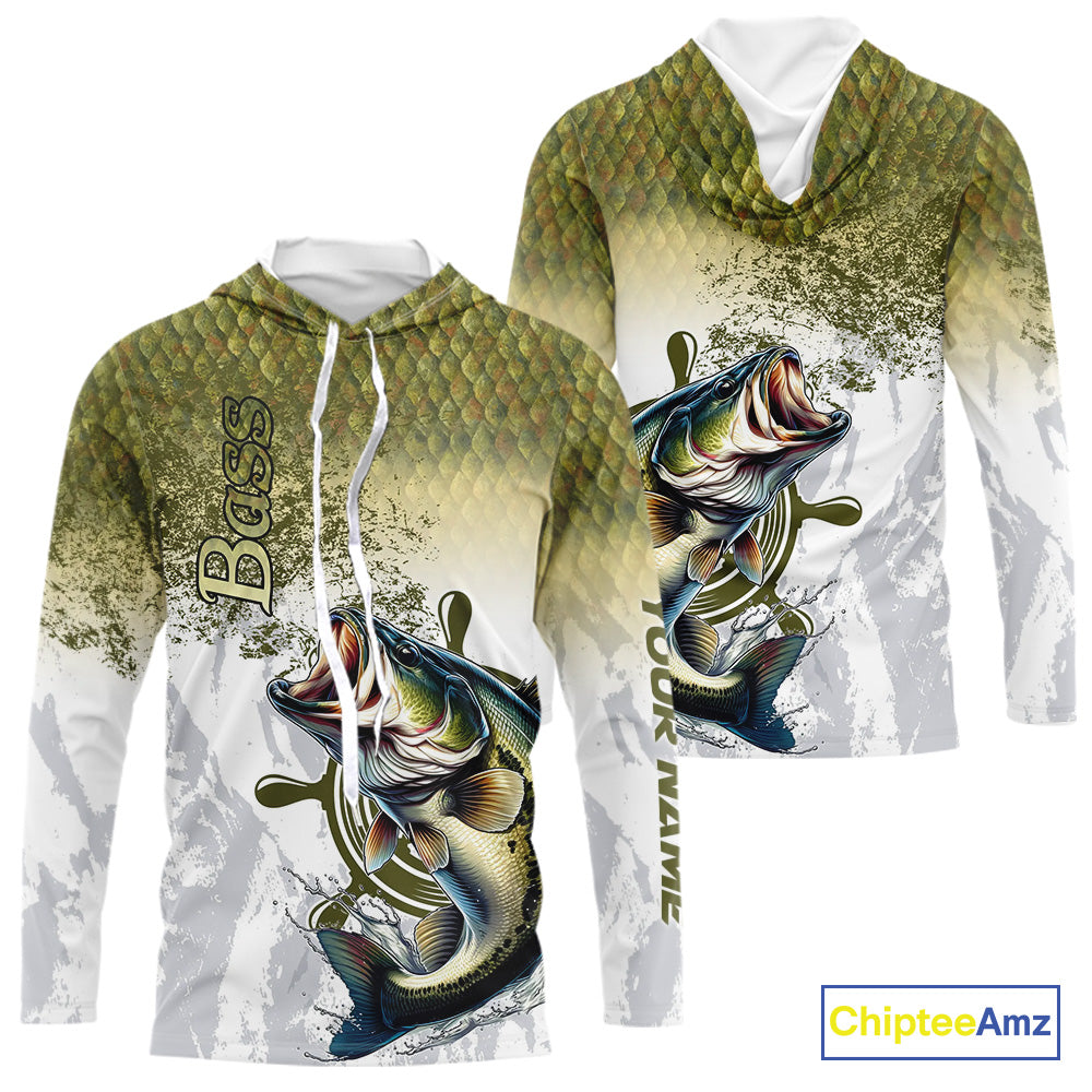 Bass fishing scales pattern Custom performance long sleeve Fishing, Bass Fishing