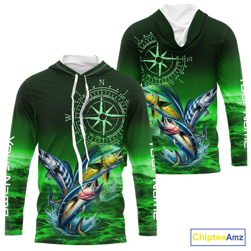 Personalized Mahi Mahi, Wahoo, Tuna Green Performance Fishing,compass offshore tournament