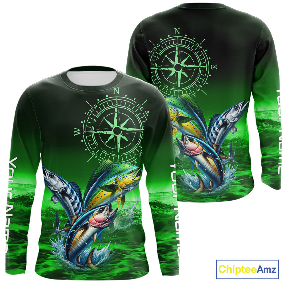 Personalized Mahi Mahi, Wahoo, Tuna Green Performance Fishing,compass offshore tournament