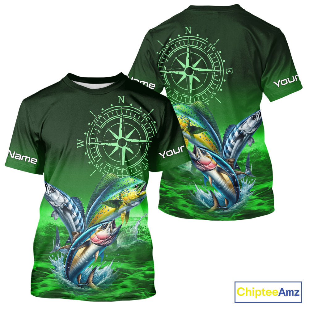 Personalized Mahi Mahi, Wahoo, Tuna Green Performance Fishing,compass offshore tournament