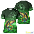 Personalized Walleye Green Performance Fishing, compass Walleye fishing tournament