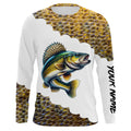 Walleye fishing scales Customize name Performance Long Sleeve fishing apparel NQS1110