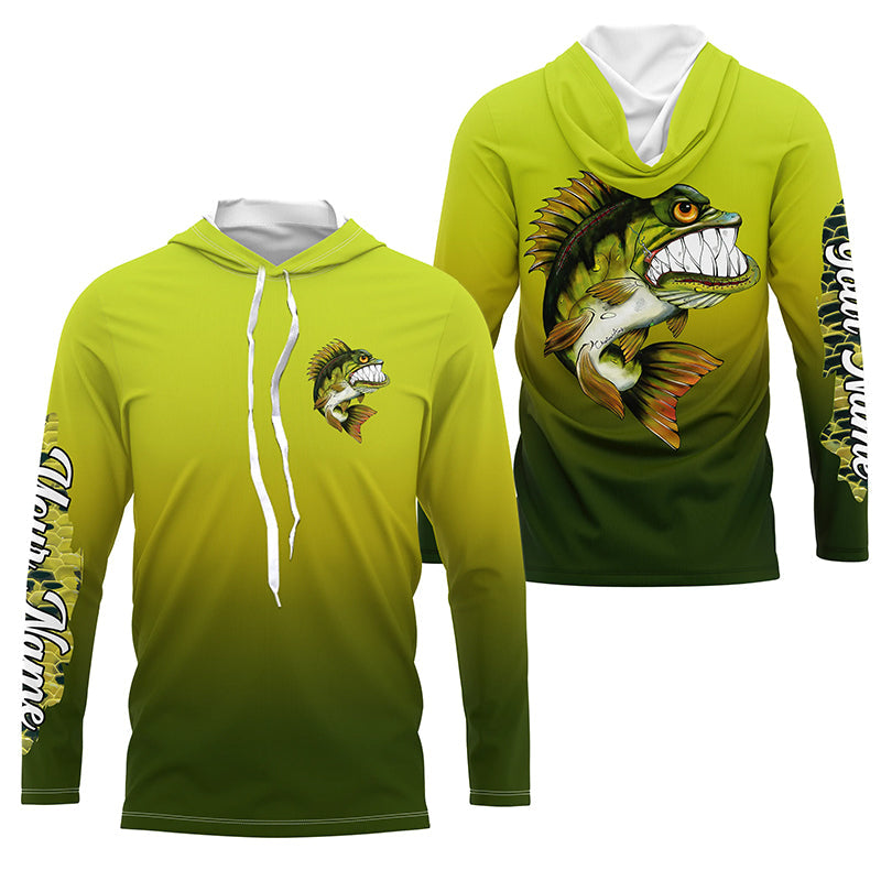 Angry Bass fishing Custom sun protection Long sleeve Fishing, Bass Fishing Gift, women NQS4289