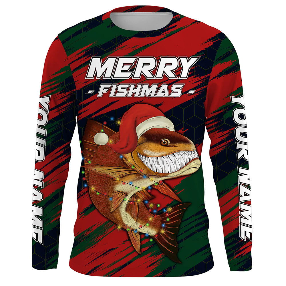 Personalized funny Christmas Redfish Fishing, Mery fishmas Fishing gift, women, kid NQS6817