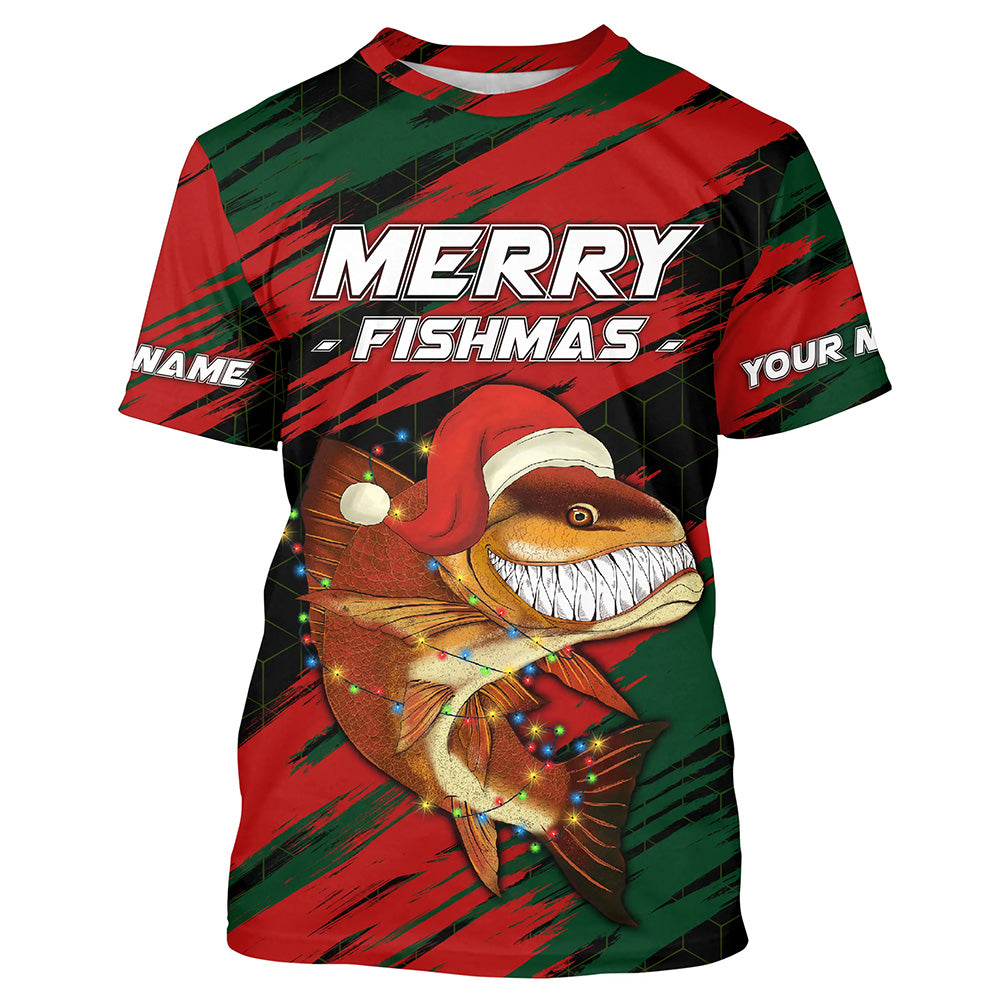 Personalized funny Christmas Redfish Fishing, Mery fishmas Fishing gift, women, kid NQS6817