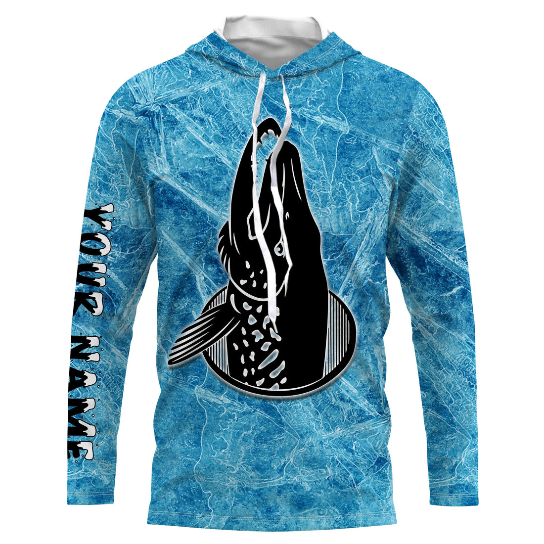 Ice fishing for northern pike winter camo pike fish clothing Custom name UV protection performance fishing gift for fisherman NQS2595