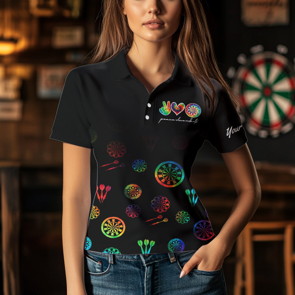 Personalized Colorful tie dye Black Camo Darts Custom Peace Love Darts Team NQS9484