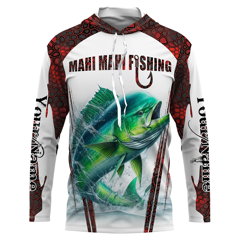 Mahi mahi fishing red camo Custom Name Fishing UV Protection Gift For Fisherman NQS5173