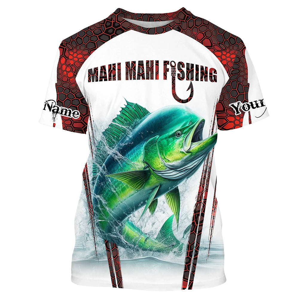 Mahi mahi fishing red camo Custom Name Fishing UV Protection Gift For Fisherman NQS5173