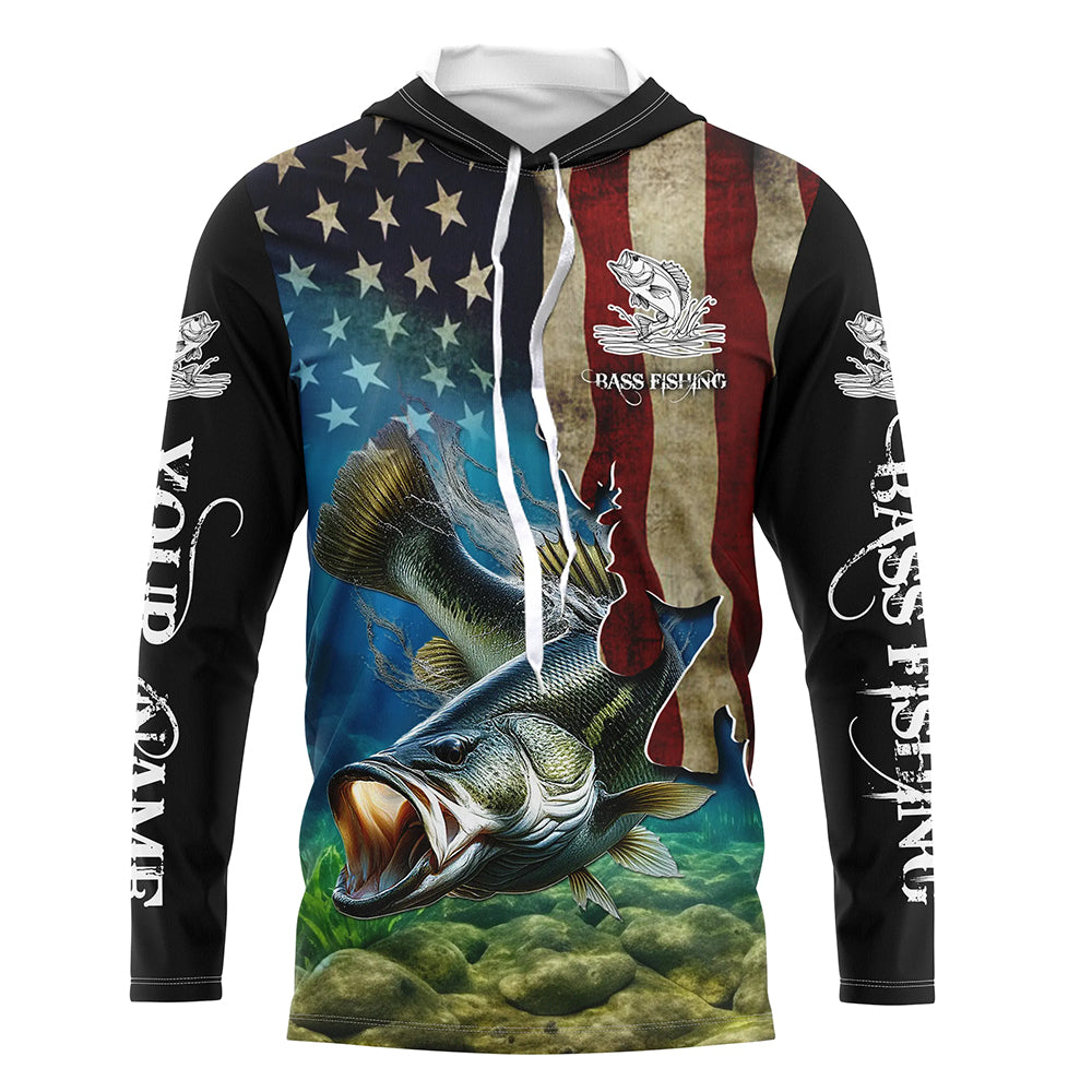 Largemouth Bass Fishing 3D American Flag Patriotic Customize name fishing NQS432