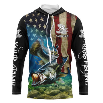 Largemouth Bass Fishing 3D American Flag Patriotic Customize name fishing NQS432